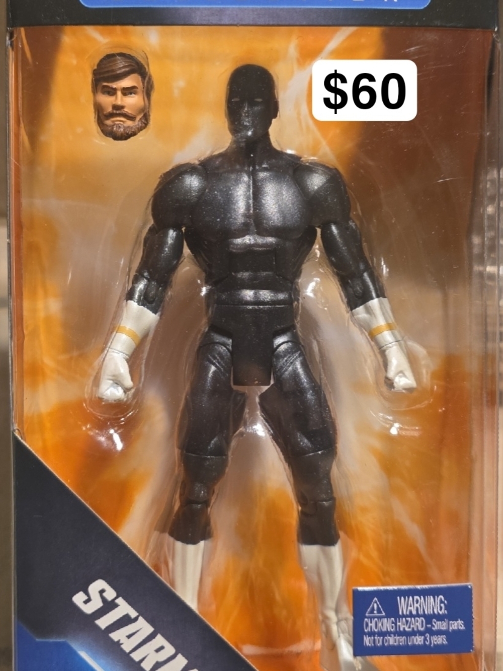 Black and White Action Figure with Alternate Head